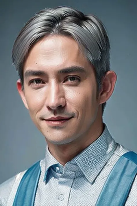 ((((1boy , medium shot, light silver short hair  color :1.5)))),(8k, RAW photo, best quality, masterpiece:1.2), (realistic, photo-realistic:1.4), (extremely detailed CG unity 8k wallpaper) , ((  close up shot portrait of a charming Horsen posing for shang ...