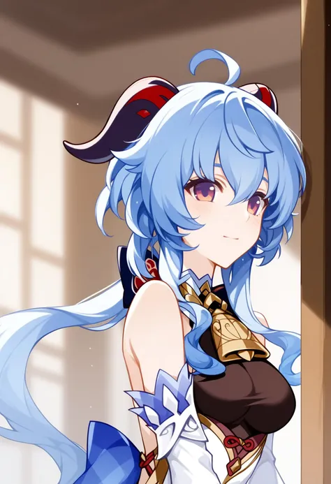 anime girl with blue hair and a hat and a blue dress