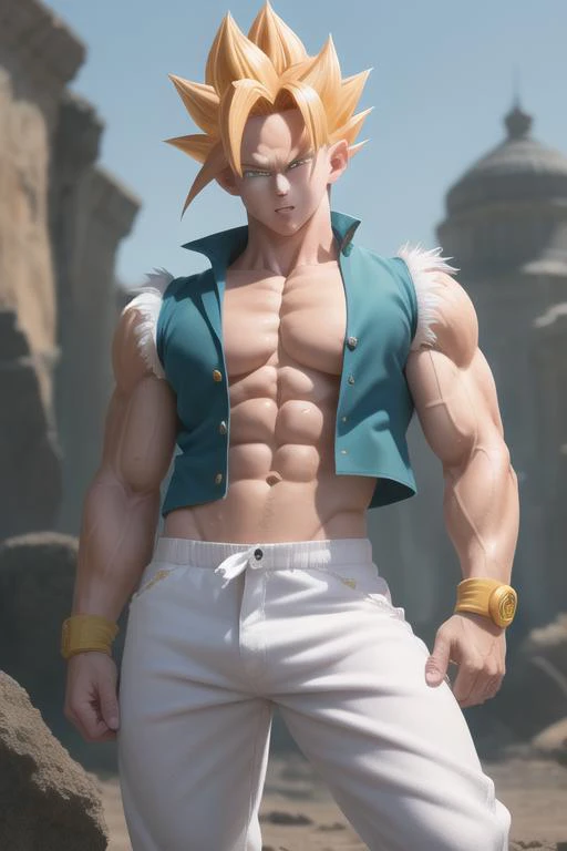 <lora:gogetaDragonBallGT_v10:0.2> (gogeta0.3), proportional eyes, (realistic:1.5), extremely detailed, hyper detailed, soft lighting, detailed background, extreme detail background, sharp details, beautiful face, symmetrical eyes, short red hair, short hai...