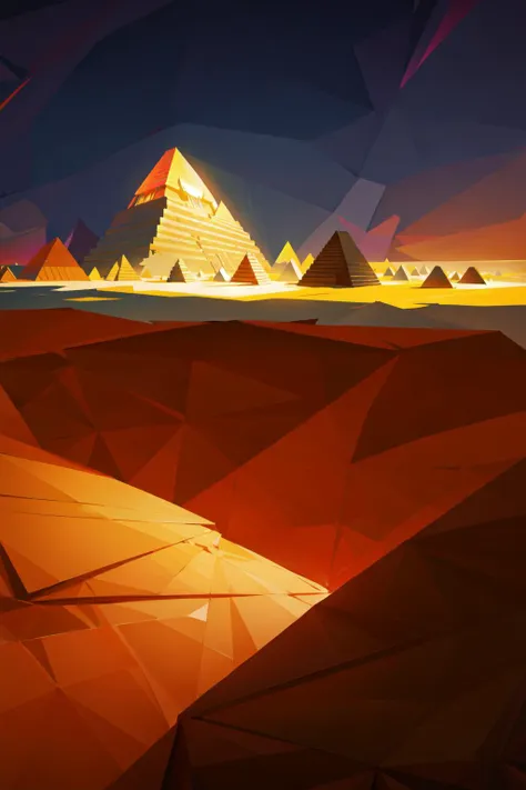 a low polygonal image of a pyramid in the desert