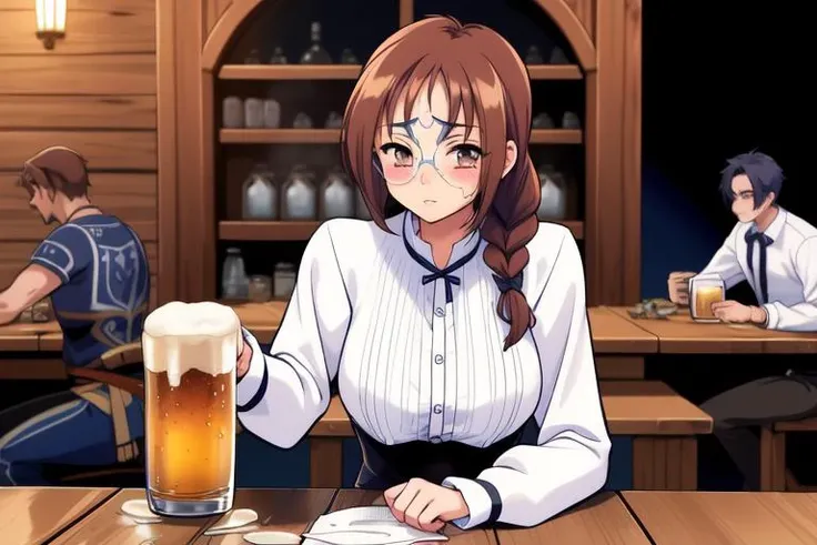 <lora:Liqueur_Skandi:0.8>,  LiqueurSkandi, alcohol, 1girl, multiple boys, beer, cup, drunk, weapon, blush, shirt, long sleeves, holding, table, mug, sword, sitting, 3boys, beer mug, facial hair, armor, white shirt, braid, indoors,
masterpiece, high quality...