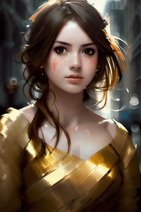 Style-Empire, 8k portrait of beautiful young woman with brown hair, intricate, elegant, highly detailed, majestic, digital photography, art by artgerm ruan jia and greg rutkowski surreal wet paint gold butterfly filigree, broken glass