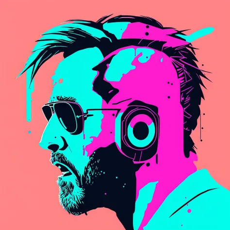 snthwve style, nvinkpunk, nicolas cage, pompadour hairstyle, paint splashes, splatter, outrun, highly detailed, fine detail, intricate, (masterpiece:1.2), best quality