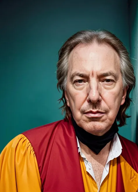 portrait of alanrickman-ti in Sydney, at the Sydney Opera House, by Flora Borsi, style by Flora Borsi, bold, bright colours, ((Flora Borsi)), by Henri Cartier-Bresson