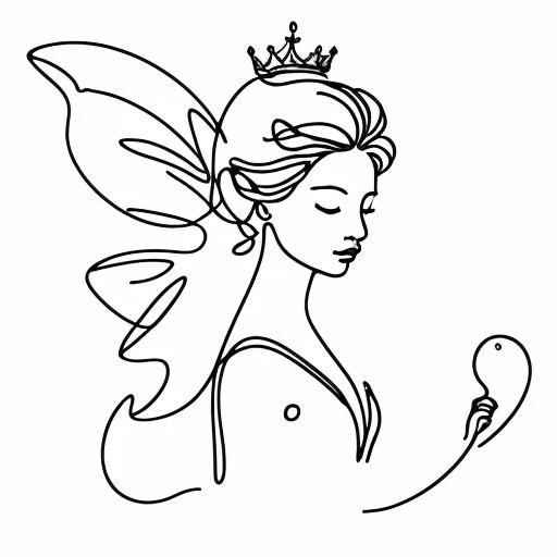 <lora:minimalistlinedrawing-tylertsanders:1.00>, minimalist, line drawing of fairy princess