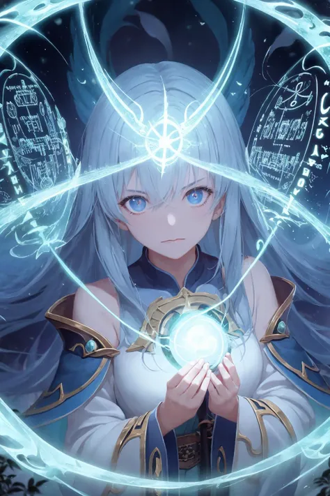 best quality, masterpiece, illustration, ultra-detailed, beautiful detailed eyes, (1girl:1.3),
magician, enchanting spell, high-angle view, magical forest, otherworldly beauty, casting pose, magical staff, invocation effects, soft and ethereal light, fanta...