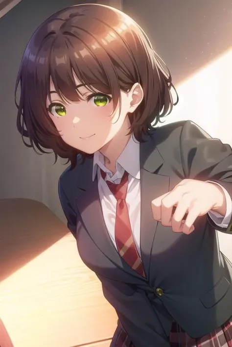 aoihinami, <lora:aoi hinami s1-lora-nochekaiser:1>,
aoi hinami, short hair, bangs, brown hair, (green eyes:1.5), smile,
BREAK skirt, shirt, long sleeves, school uniform, jacket, white shirt, pleated skirt, necktie, collared shirt, plaid, plaid skirt, blaze...