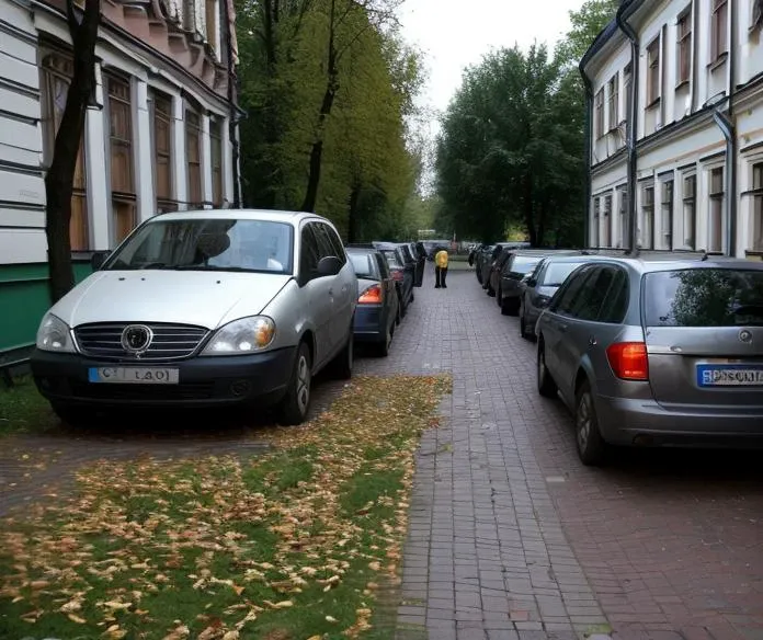 cars parked on the side of the road in a row