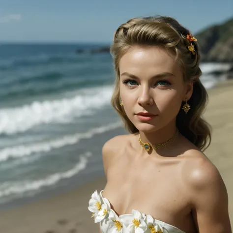 <lora:Vera Ellen_v3rl4n:0.8> v3rl4n, perfect, portrait , hyper detailed, amazing background, highly defined details 32k UHD, lifelike photo, strapless sundress on a beach, realistic, sunlight, beautiful composition, sharp focus, high detailed face, smooth,...