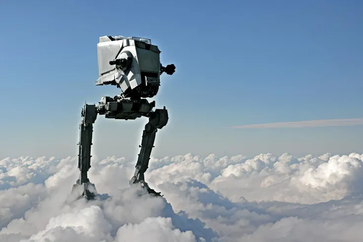 mecha, atstwlkr, sitting on a cloud in the sky,
<lora:AT-ST_-_Scout_Walker:0.8>