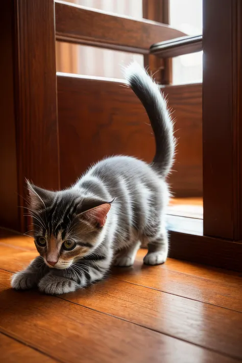 a cute kitten, (tail:1.3), (intricate details), hdr, (intricate details, hyperdetailed:1.2), cinematic shot, vignette, centered <lora:epiNoiseoffset_v2:1>