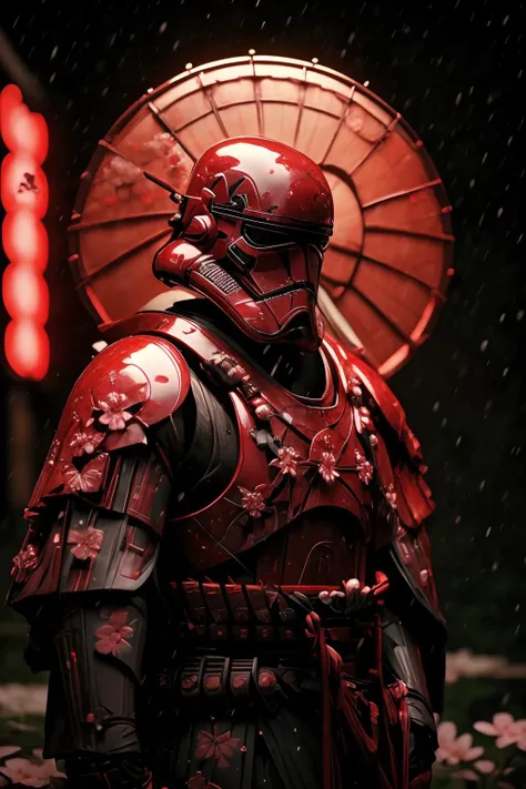 cinematic film still Stormtroopers waring samurai kimono, studio light, rim light, sakura flower,  <lora:Incomparable:0.7>  <lora:StormTrooperE10:0.6>  <lora:add_detail:0.7> . shallow depth of field, vignette, highly detailed, high budget, bokeh, cinemasco...