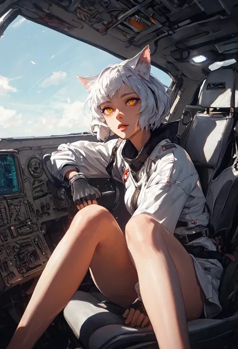 source_anime, score_9, score_8_up, score_7_up, score_6_up,japanese art style,1girl, solo, catgirl, cat ears, white hair, bangs p...