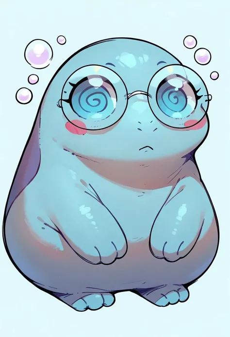 Quagsire, pokemon (creature), blue body, simple face, score_9, score_8_up, score_7_up, eyelashes, round glasses, solo,
Score_9_up, Expressiveh, ultra detailed, looking at viewer, hires, cartoon, spiral glasses, blush stickers, cute, bubbles, gradient backg...