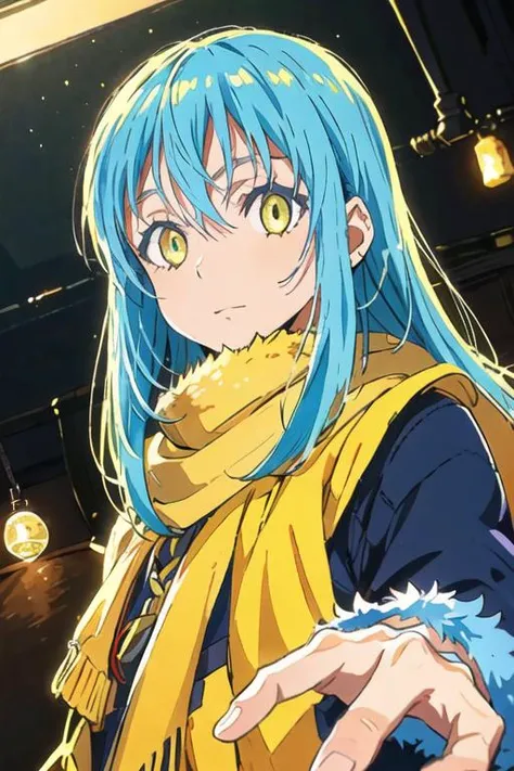 masterpiece, best quality, illustration, 1boy, solo, male focus, looking at viewer, upper body, depth of field, <lora:rimuru_tempest:0.72>, rimuru_tempest, blue hair, yellow eyes, long hair, thief costume, , 16k resolution