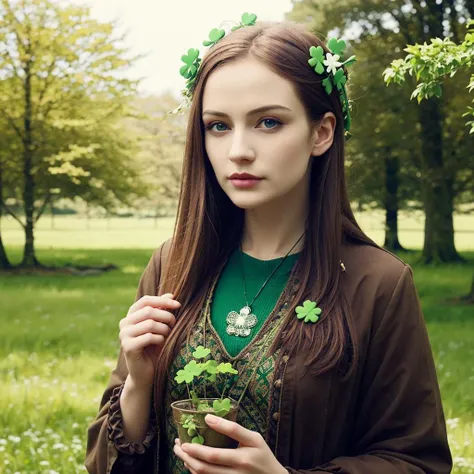 st. patricks day,celtic culture,celtic mythology,clover,1girl,