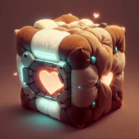 <lora:PlushTech-22:0.9>, plushtech ,scifi, soft velvet ,
(simple background:1.3), cube, heart shape