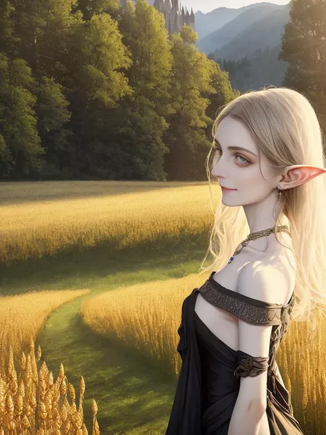 blond elf in a field of wheat