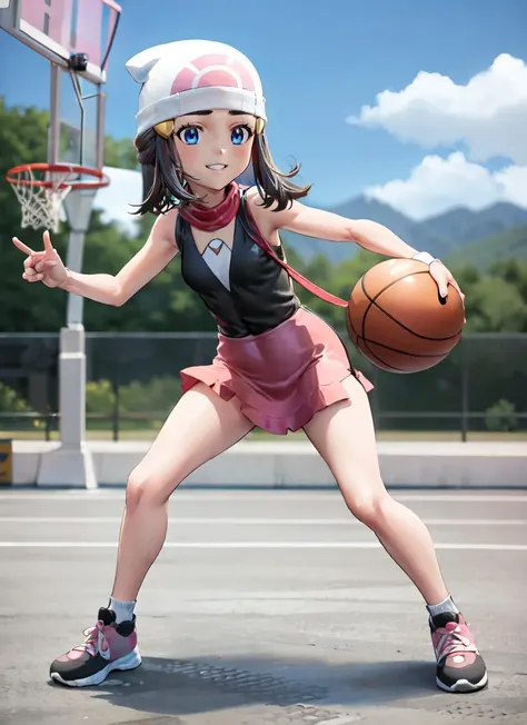 a close up of a person holding a basketball on a court