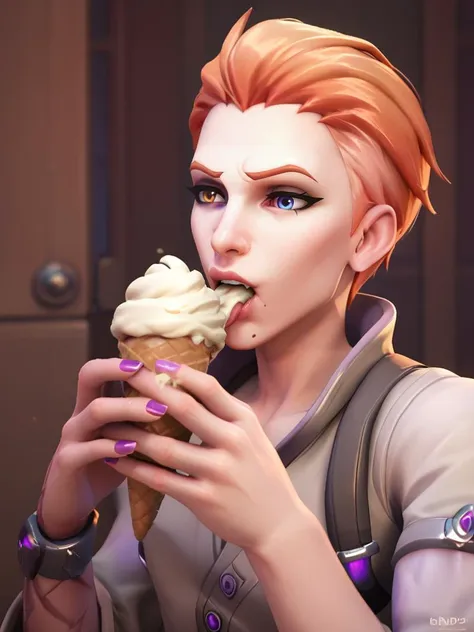 a close up of a person eating an ice cream cone