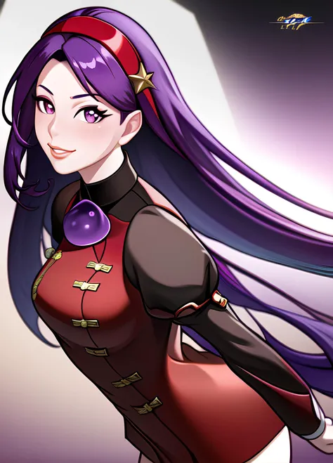 <lora:asamiya_athena:0.8> aa2, long hair, hairband, ahoge, parted bangs, aa1, purple hair, long hair, hairband, long hair, red chinese dress, black spandex shorts   <lora:hoyo2:1>, (masterpiece, best quality:1.4), (modern days), (cowboy shot), 1girl, solo,...