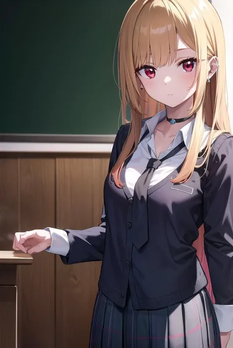 marinkitagawa, <lyco:marinkitagawa-lyco-nochekaiser:1>, 
marin kitagawa, blonde hair, choker, ear piercing, earrings, long hair, piercing, (red eyes:1.5), straight hair, swept bangs,
BREAK black necktie, long sleeves, pleated skirt, school uniform, shirt, ...