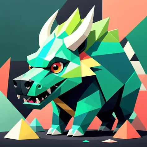 geometric  Hodag  <lora:[XL]Geometric_animal:1>