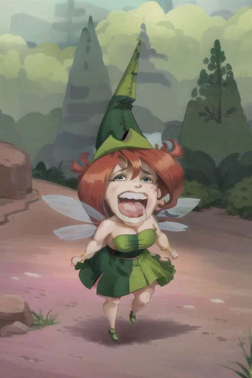 betilla, fairy, long hair, green dress, green hat, wings Chopper