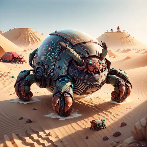 <lora:CircuitBoardAI:1.1> ,CircuitBoardAI,  giant  hermit crab , sand , desert,  sunny