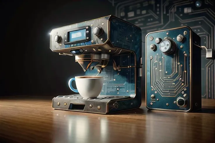 a close up of a coffee machine with a cup of coffee