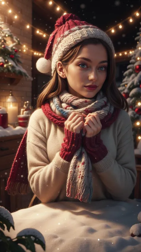 <lora:ChristmasWintery:0.7> ChristmasWintery cozy knitted infinity scarf, (Masterpiece:1.3) (best quality:1.2) (high quality:1.1)