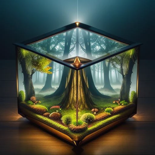 A mystical forest shrouded in mist, <lora:Just_In_Case:1>, terrarium