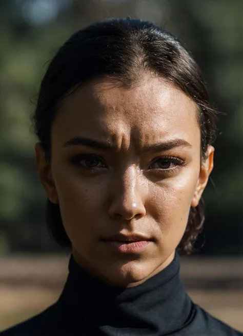 A stunning intricate full color portrait of (sks woman:1), wearing a black turtleneck, epic character composition, by ilya kuvshinov, alessio albi, nina masic, sharp focus, natural lighting, subsurface scattering, f2, 35mm, film grain, <lora:locon_sonequam...