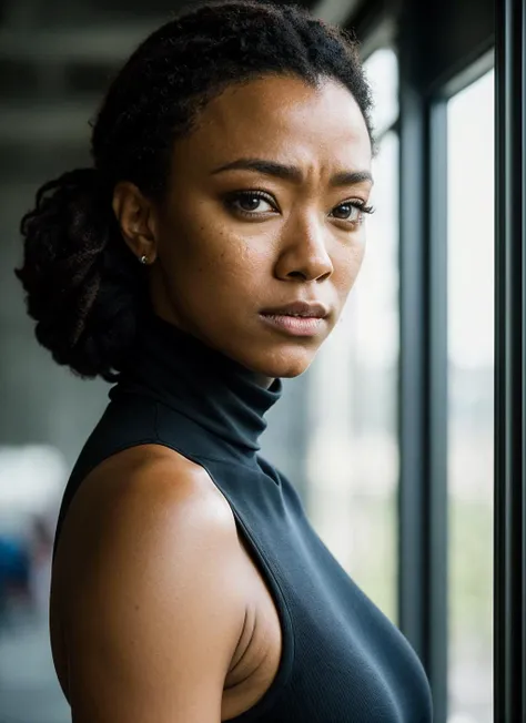 A stunning intricate full color portrait of (sks woman:1),
wearing a black turtleneck,
epic character composition,
sharp focus, natural lighting, subsurface scattering, f2, 35mm, film grain
<lora:locon_sonequamartingreen_v1_from_v1_64_32:1>