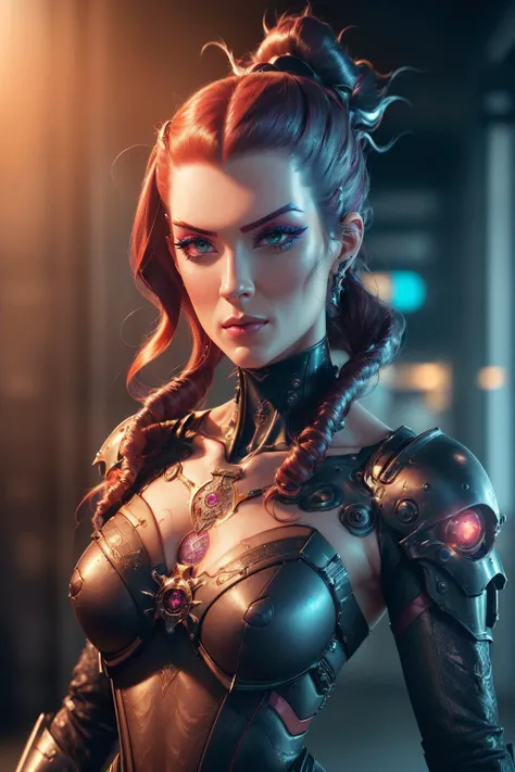 A stunning digital painting of (l4r4f8:1.7),masterpiece, best quality, high detailed, (As Female Alt Cunningham from Cyberpunk 2077, design an innovative digital masterpiece in 8K quality. Shes shown transitioning from her physical form into the digital en...