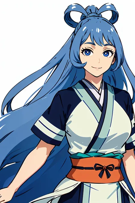 <lora:celestial_maiden_robe:0.9> celestial maiden robe, (hagoromo:1.25),   <lora:hadou_nejire:0.8> bbnejire, blue eyes, blue hair, long hair, large breasts, smile,, ultra detailed, masterpiece, best quality, aesthetic, detailed,