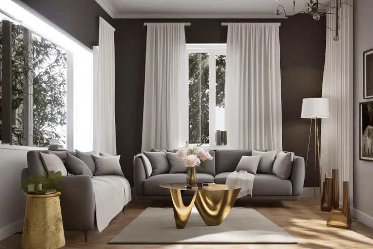 interior, a living room with a couch, chair, table and windows with curtains on them and a chandelier hanging from the ceiling, Enguerrand Quarton, vray render, a digital rendering, photorealism
interior, flower, indoors, tree, no humans, window, chair, ta...