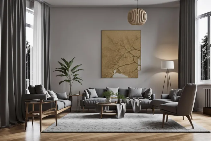 interior, a living room with a couch, chair, table and windows with curtains on them and a chandelier hanging from the ceiling, Enguerrand Quarton, vray render, a digital rendering, photorealism
interior, flower, indoors, tree, no humans, window, chair, ta...