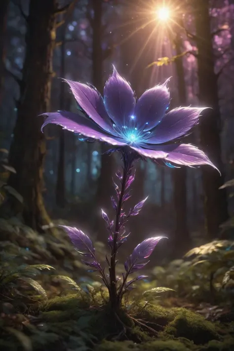 <lora:- SDXL - letitflrsh_let_it_flourish_V1.0:1>,letitflrsh,
bioluminescent purple flower,fabulous night forest,magical radiance,Concept art,depth of field,Raw photo,realistic,cinematic lighting,soft shadows,sharp focus,fractal,colorful,depth of field,bes...