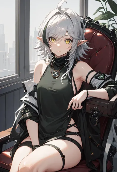 (safe:1.10), best quality, masterpiece, highres, solo, (tomimi_arknights:1.10), sitting, sitting on chair, chair, cowboy shot, looking at viewer, 32 <lora:tomimi_arknights:0.80>