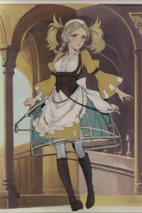 anime character dressed in maid outfit carrying a shopping cart