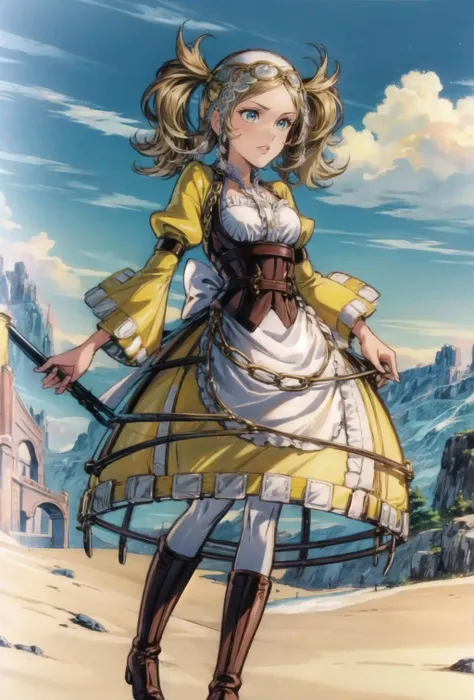 <lora:add_detail:1> <lora:LupinPart2Style:1> pt2, 1girl,  <lora:lissa-nvwls-v1:1>, lissa, hair ornament, bonnet, frilled dress, white thighhighs, boots