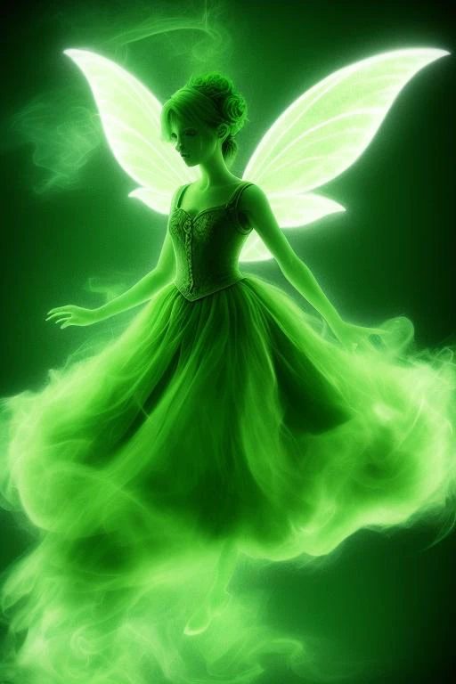 the fairy is made of green smoke  <lora:Smoke:0.8>