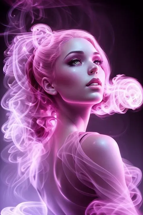 the body of a girl made of pink smoke  <lora:Smoke:1>, beautiful disney style, portrait, close-up, cinematic rim light, dramatic pose, beautiful, 
professional, highly detailed, clear, sharp, smug expression, trending on artstation, 
art by joe fenton and ...