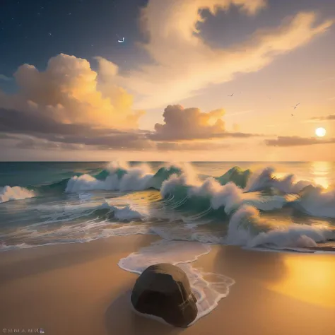 a close up of a rock on a beach near the ocean