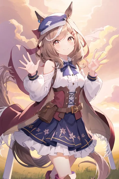 a girl in a dress and hat with a sword in her hand