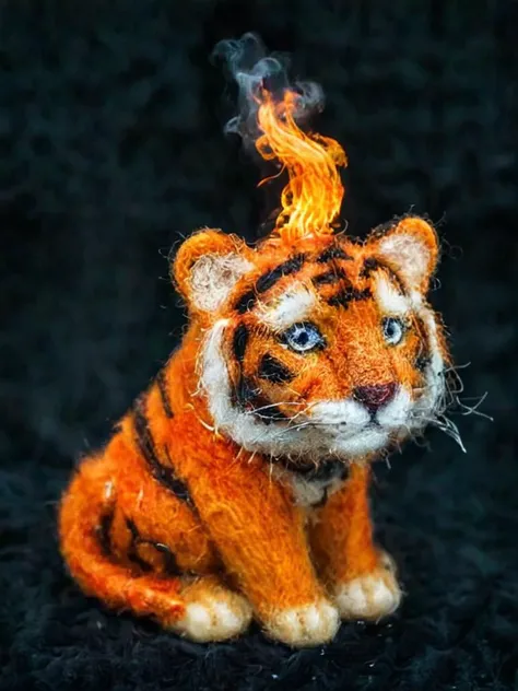 A bonfire,  pamfelt, tiger, high detailed, award winning, trending on ArtStation, 4k HD, by Bill Presing <lora:FLOWER_STYLE:1>