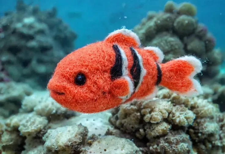 pamfelt, a clownfisch underwater,coral background, high quality, masterpiece, intricate, hdr