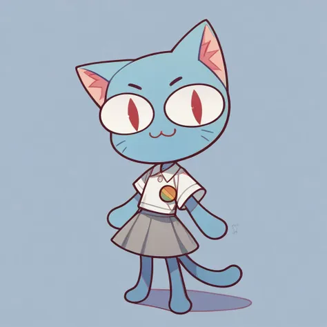 cartoon cat in a dress with a bow and a t - shirt