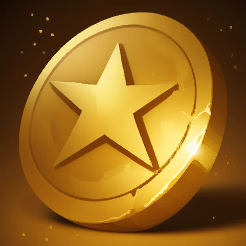 a golden star on a golden coin with a sparkle effect